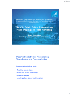 `Place` in Public Policy: Place-making, Place