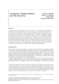 Immigrants, welfare reform, and the economy