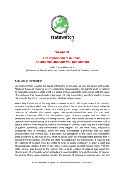 Life imprisonment in Spain: An inhuman and unlawful