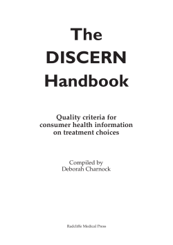 The DISCERN handbook: quality criteria for consumer health