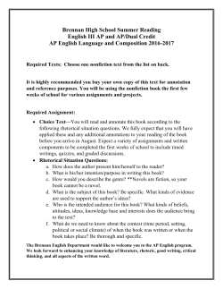 Brennan High School Summer Reading English III AP and AP/Dual