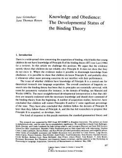 Knowledge and Obedience: The Developmental Status