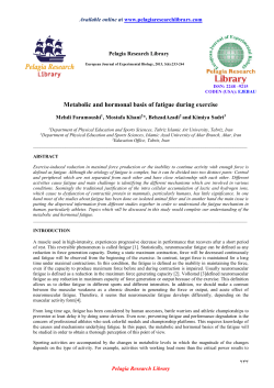 Metabolic and hormonal basis of fatigue during exercise