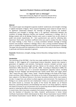 Appraisal of Students` Weakness and Strength in Biology O. I.