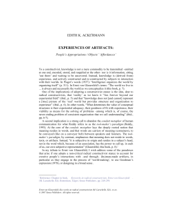 EXPERIENCES OF ARTIFACTS:
