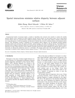Spatial interactions minimize relative disparity between adjacent