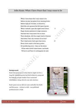 John Keats: When I have Fears that I may cease to be