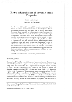 The De-industrialization of Taiwan: A Spatial Perspective
