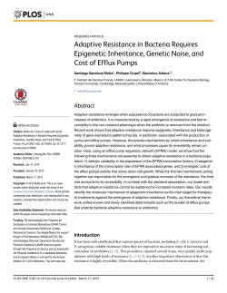 Adaptive Resistance in Bacteria Requires Epigenetic Inheritance