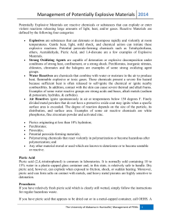 Management of Potentially Explosive Materials