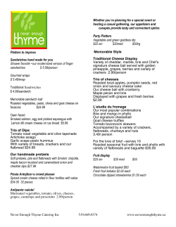 Never Enough Thyme Catering Inc 519.669.0374 www