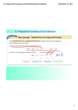 5.1 Polynomial Functions and End Behavior