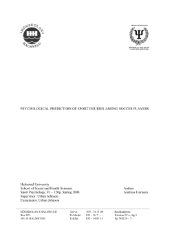 psychological predictors of sport injuries among soccer players