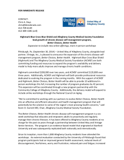 FOR IMMEDIATE RELEASE CONTACT: Chris A. Hays chris