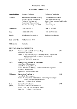 Curriculum Vitae JOHN HEATH ROBERTS Joint Positions Research