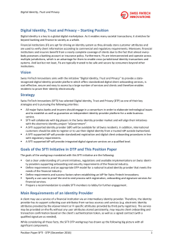 Digital Identity, Trust and Privacy &ndash; Starting Position Vision Strategy