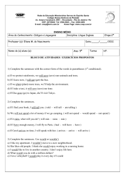 Ano: 9&ordm; BLOCO DE ATIVIDADES / EXERC&Iacute;CIOS PROPOSTOS 1