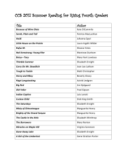 CCS 2017 Summer Reading for Rising Fourth Graders
