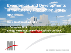 Experiences and Developments in the Energy