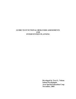 GUIDE TO FUNCTIONAL BEHAVIOR ASSESSMENTS