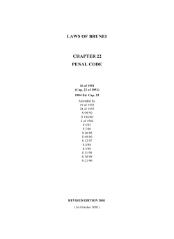 LAWS OF BRUNEI CHAPTER 22 PENAL CODE