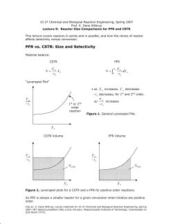 PFR vs. CSTR: Size and Selectivity