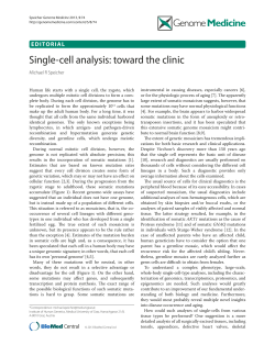 Single-cell analysis: toward the clinic