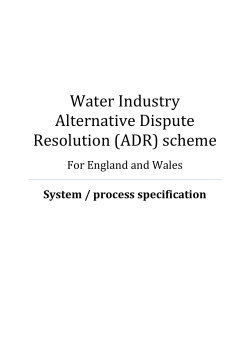 Scheme Specification - Resolving Water Disputes