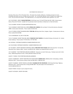 SOUTHBOUND CRUISE 2017 Each leg of the