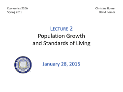 Lecture 2: Population Growth and Standards of Living