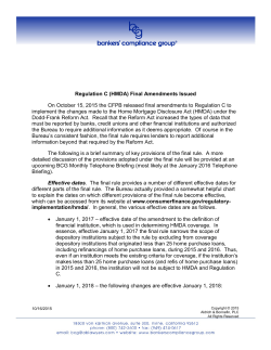 Regulation C (HMDA) Final Amendment Issued