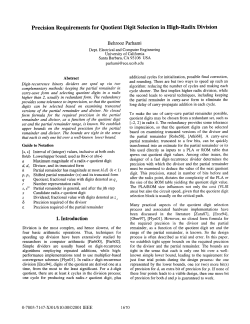 Session WA6: Precision Requirements for Quotient Digit Selection in