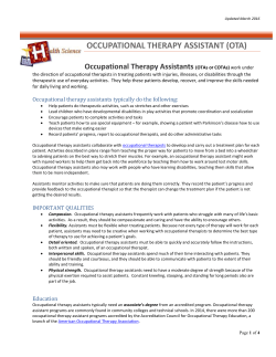 OCCUPATIONAL THERAPY ASSISTANT (OTA)