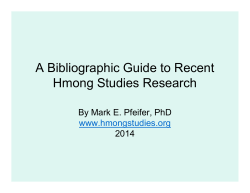 A Bibliographic Guide to Recent Hmong Studies Research
