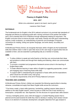 Fluency in English Policy - Monkhouse Primary School