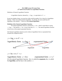 log logarithmic form: log exponential form: ln logarithmix form: ln