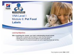 VNA Level I Module 6: Pet Food Labels