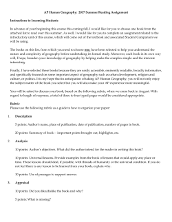 AP Human Geography Summer Reading Assignment