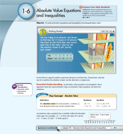 Absolute Value Equations and Inequalities