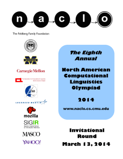 Round 2 Problems - North American Computational Linguistics