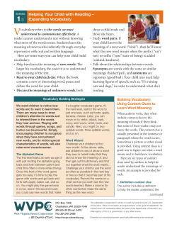 1.3 Helping Your Child with Reading &ndash; Expanding Vocabulary