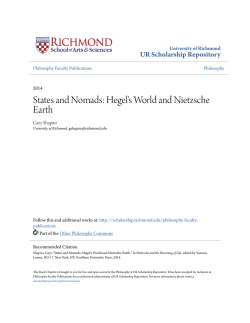 States and Nomads: Hegel`s World and Nietzsche Earth