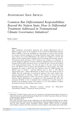 Common But Differentiated Responsibilities Beyond the Nation State