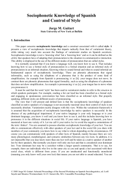 Sociophonetic Knowledge of Spanish and Control of Style