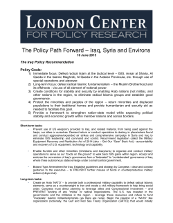 LCPR The Policy Path Forward &ndash; Iraq, Syria and Environs