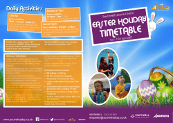 Easter Holiday Timetable 2017