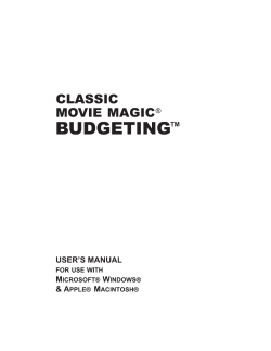 Classic Movie Magic Budgeting User Manual