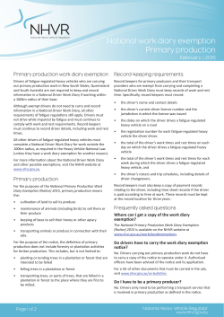 Primary production work diary exemption fact sheet