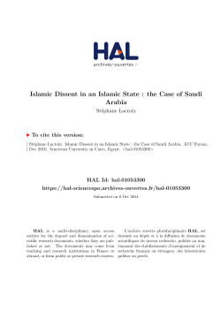 Islamic Dissent in an Islamic State : the Case of Saudi Arabia
