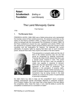 The Land Monopoly Game - Robert Schalkenbach Foundation